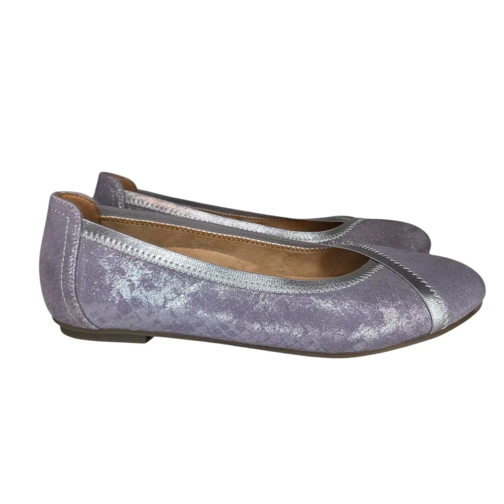 Vionic Caroll Metallic Lavender Purple Ballet Flats Shimmer Orthotic Shoes 7.5